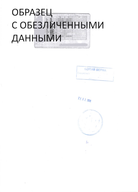 Скан водительского удостоверения